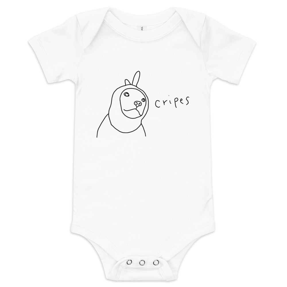 "Cripes" Baby short sleeve one piece Black Print