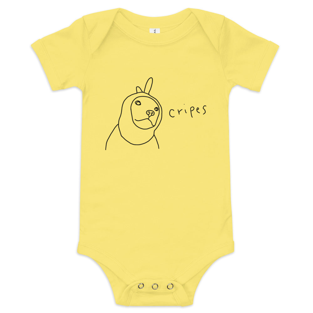 "Cripes" Baby short sleeve one piece Black Print