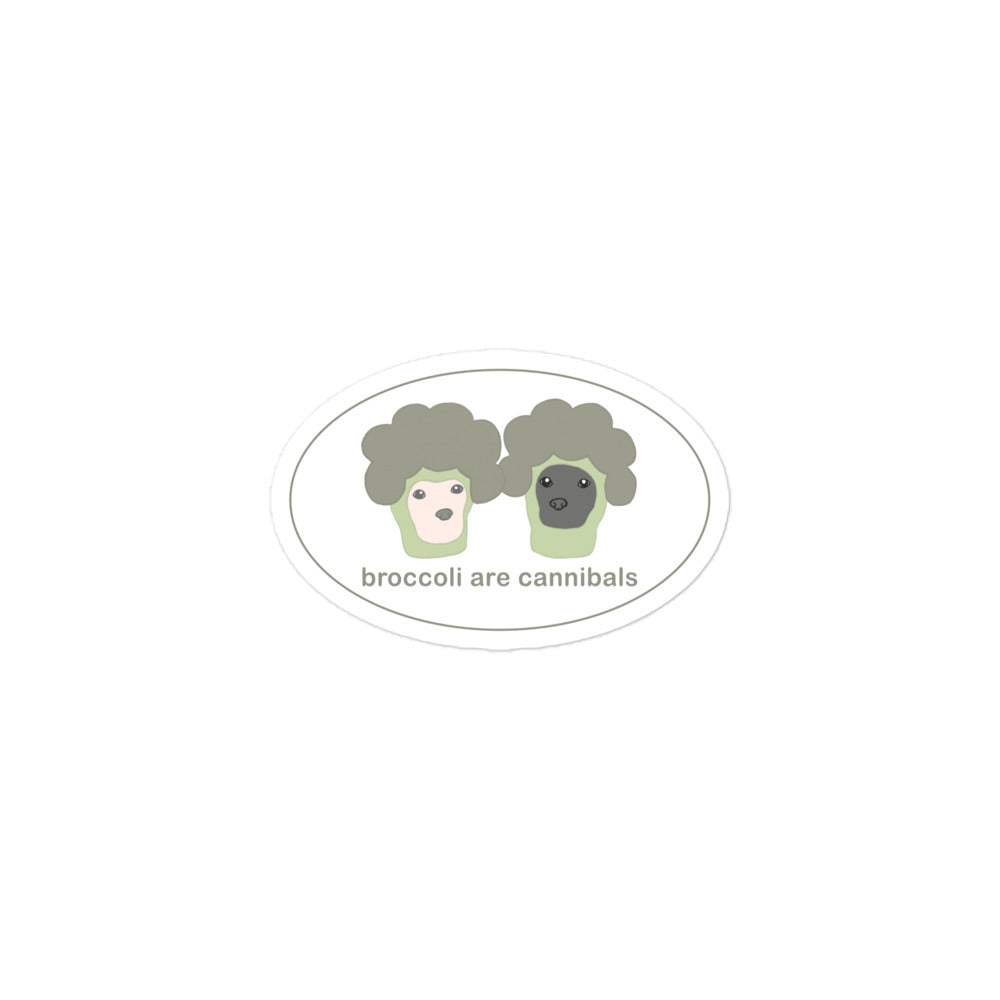 "Broccoli are Cannibals" Pair Bordered Bubble-free stickers