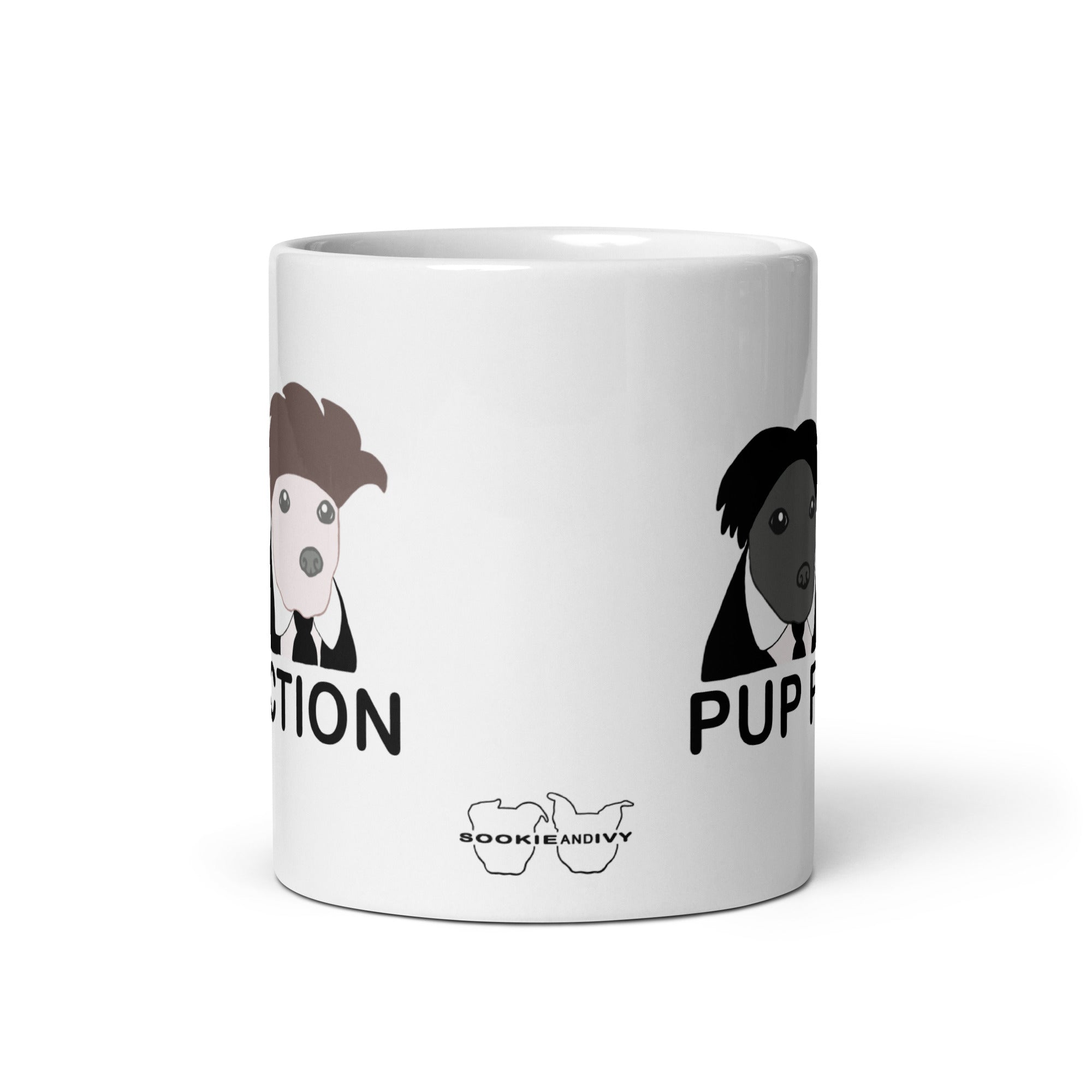 "Pup Fiction" White glossy mug