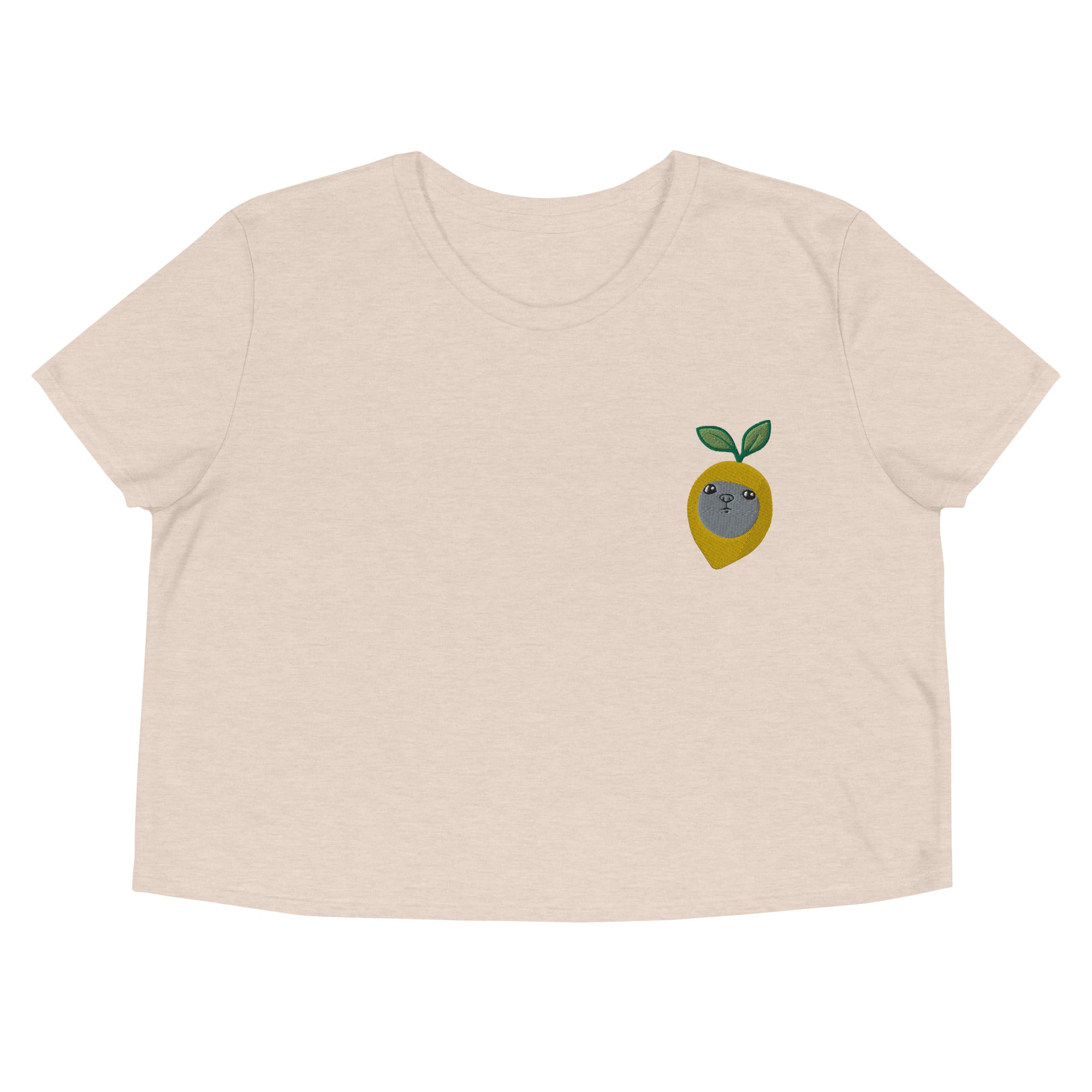 Angry Lemon Embroidered Adult Women's Crop Tee