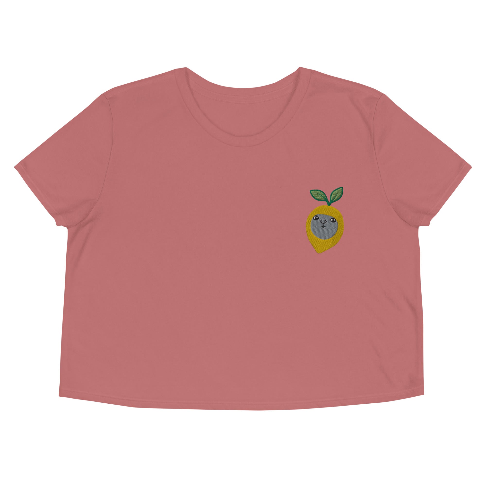 Angry Lemon Embroidered Adult Women's Crop Tee