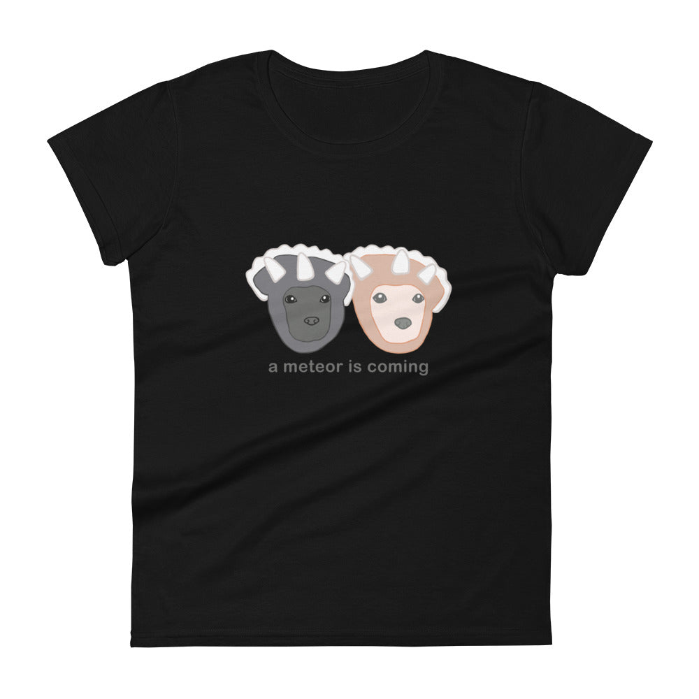 "A Meteor Is Coming" Triceratops Adult Women's short sleeve t-shirt